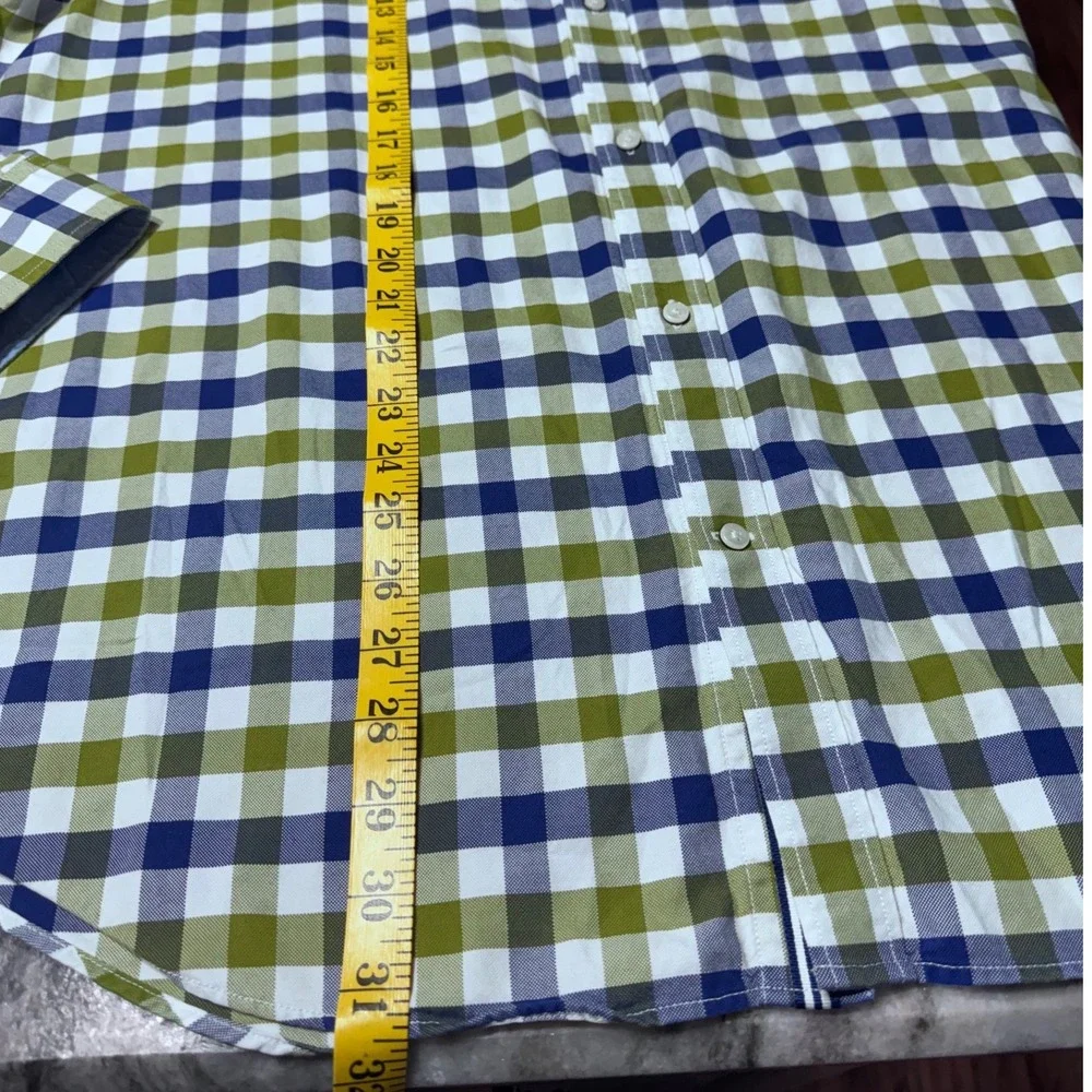 Banana Republic Oxford Shirt Woven Green Blue Gingham XL Slim Fit Button Down